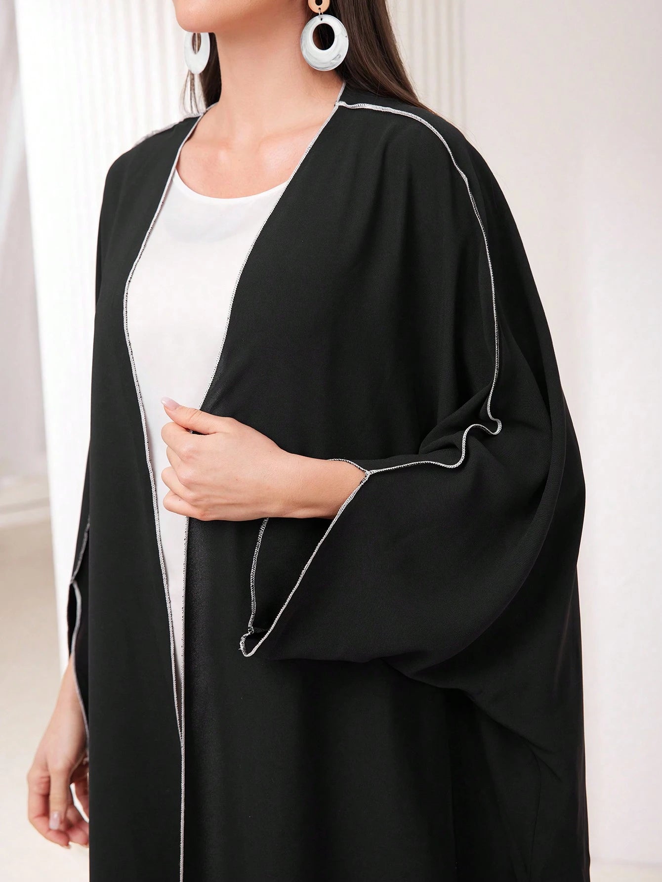 Al Najma Women'S Color Block Contrast Stitch Arabian Modest Arabian Abaya