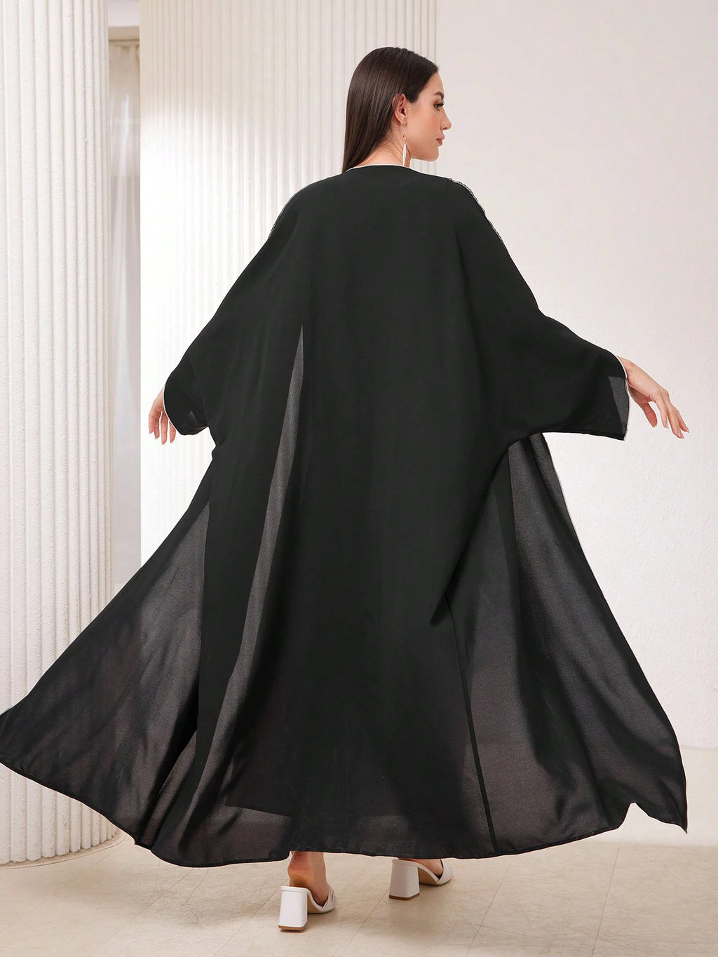 Al Najma Women'S Color Block Contrast Stitch Arabian Modest Arabian Abaya