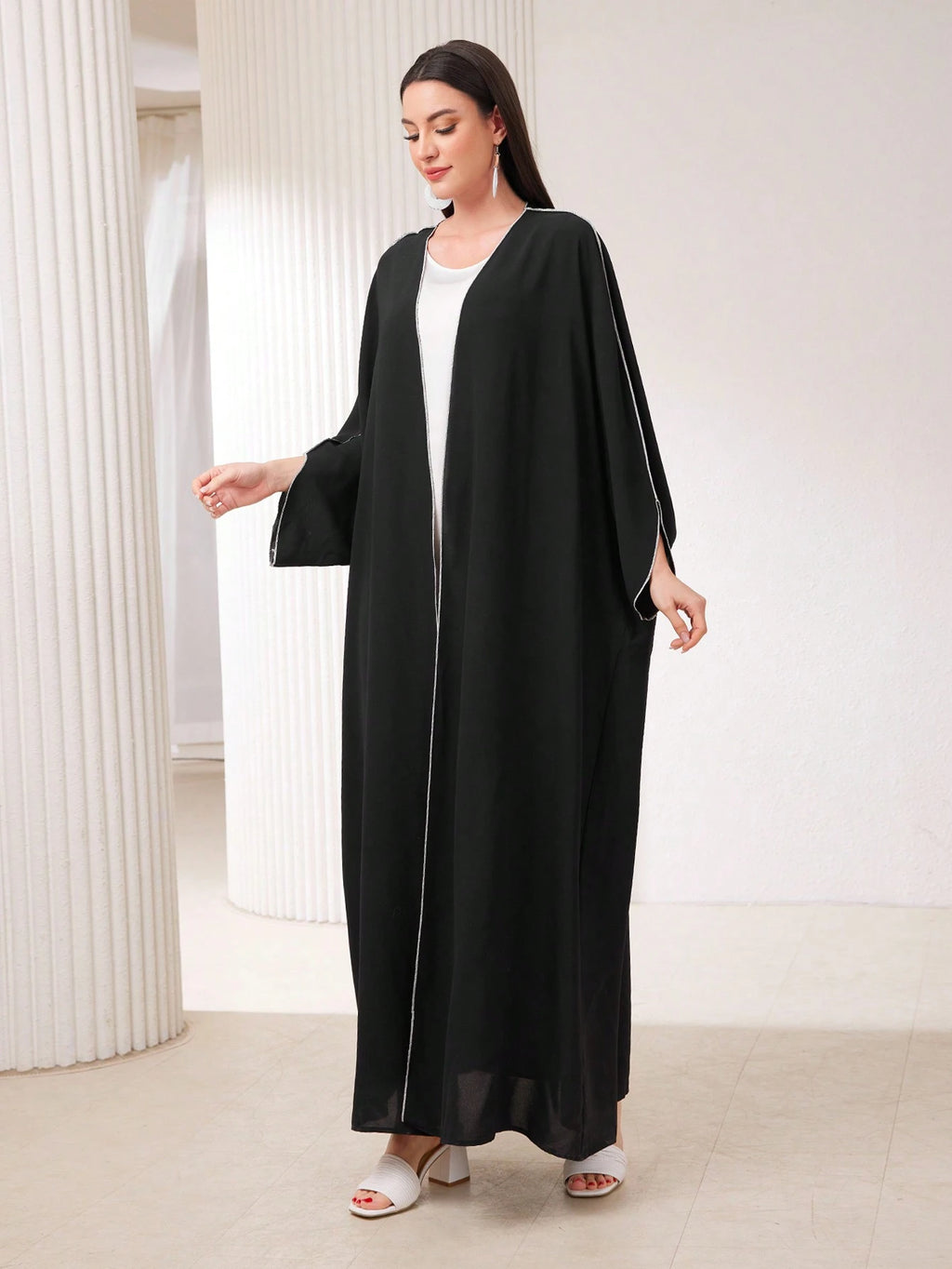 Al Najma Women'S Color Block Contrast Stitch Arabian Modest Arabian Abaya