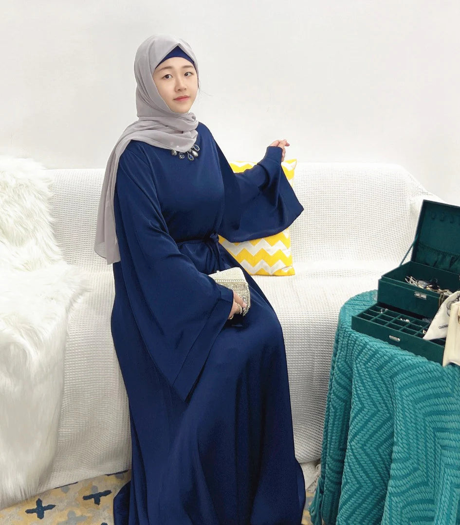 #503 Stain Closed Abaya with Pocket